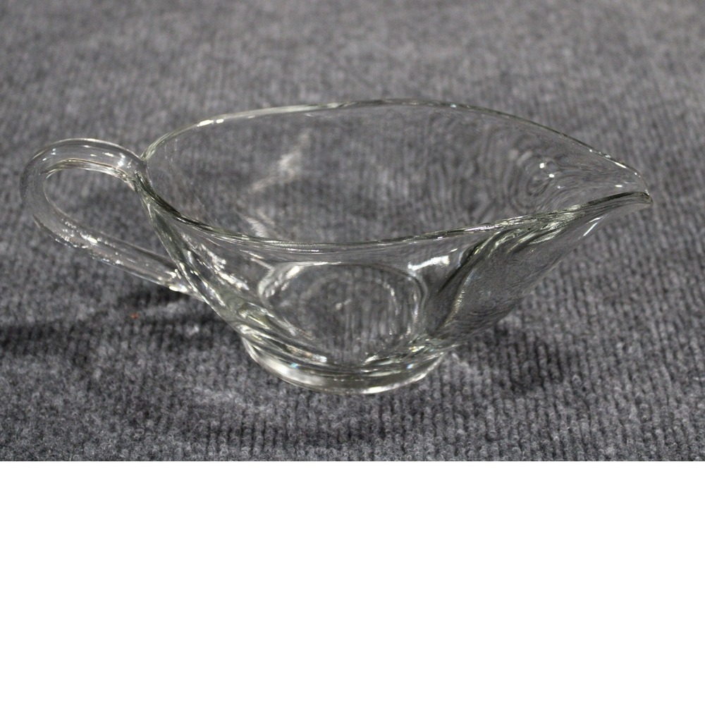 Anchor Hocking Fire-King Clear Glass Gravy Boat with Handle USA Made